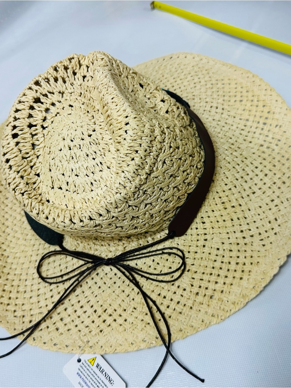 Source Unknown Natural Straw Sun Hat with Blue Floral Band - Picture 8 of 11